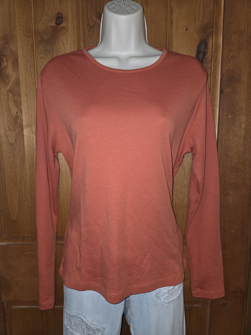 croft & barrow Women's Long Sleeve Crewneck Top in Autumn Orange